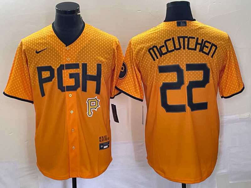 Men%27s Pittsburgh Pirates #22 Andrew McCutchen Gold 2023 City Connect Stitched Jersey->pittsburgh pirates->MLB Jersey